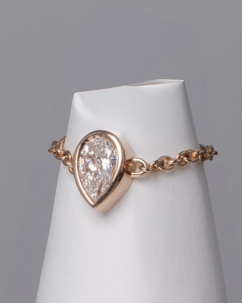 Chain Drop Ring – Lab-Grown Diamond in 18K Rose Gold