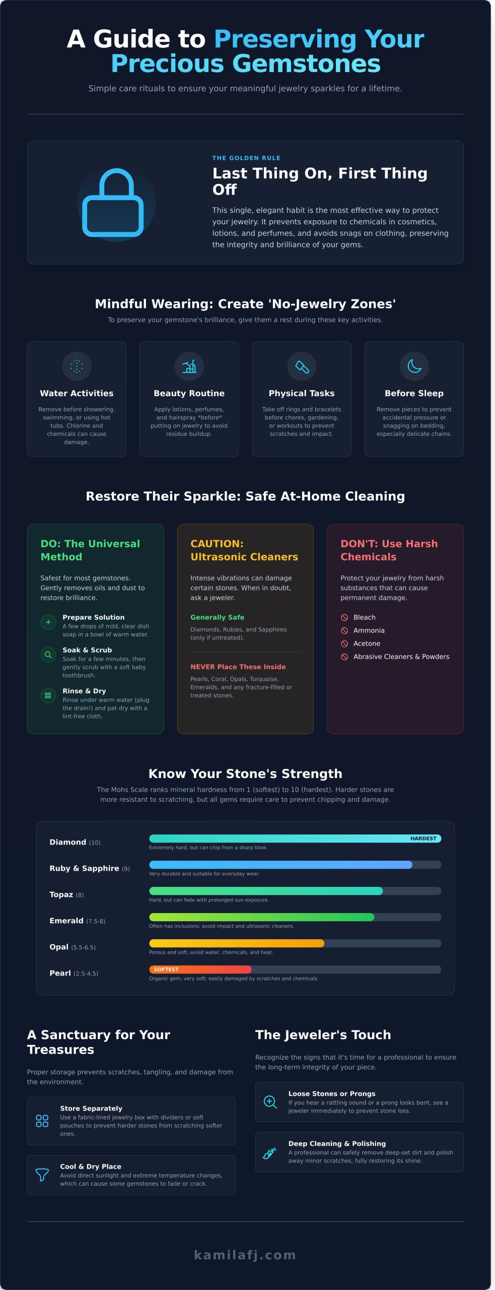 How to Care for Precious Gemstones: A Guide to Lasting Brilliance - Infographic