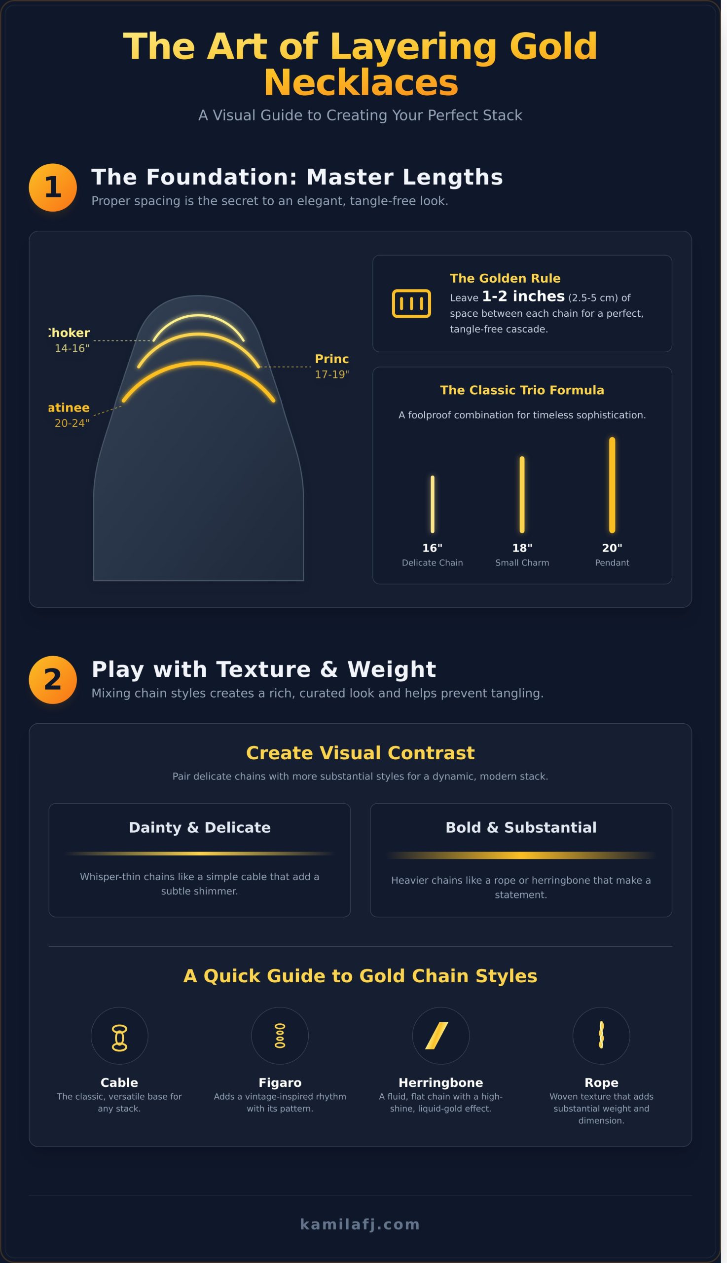 Mastering the Art of Layering Gold Necklaces: 7 Essential Tips - Infographic